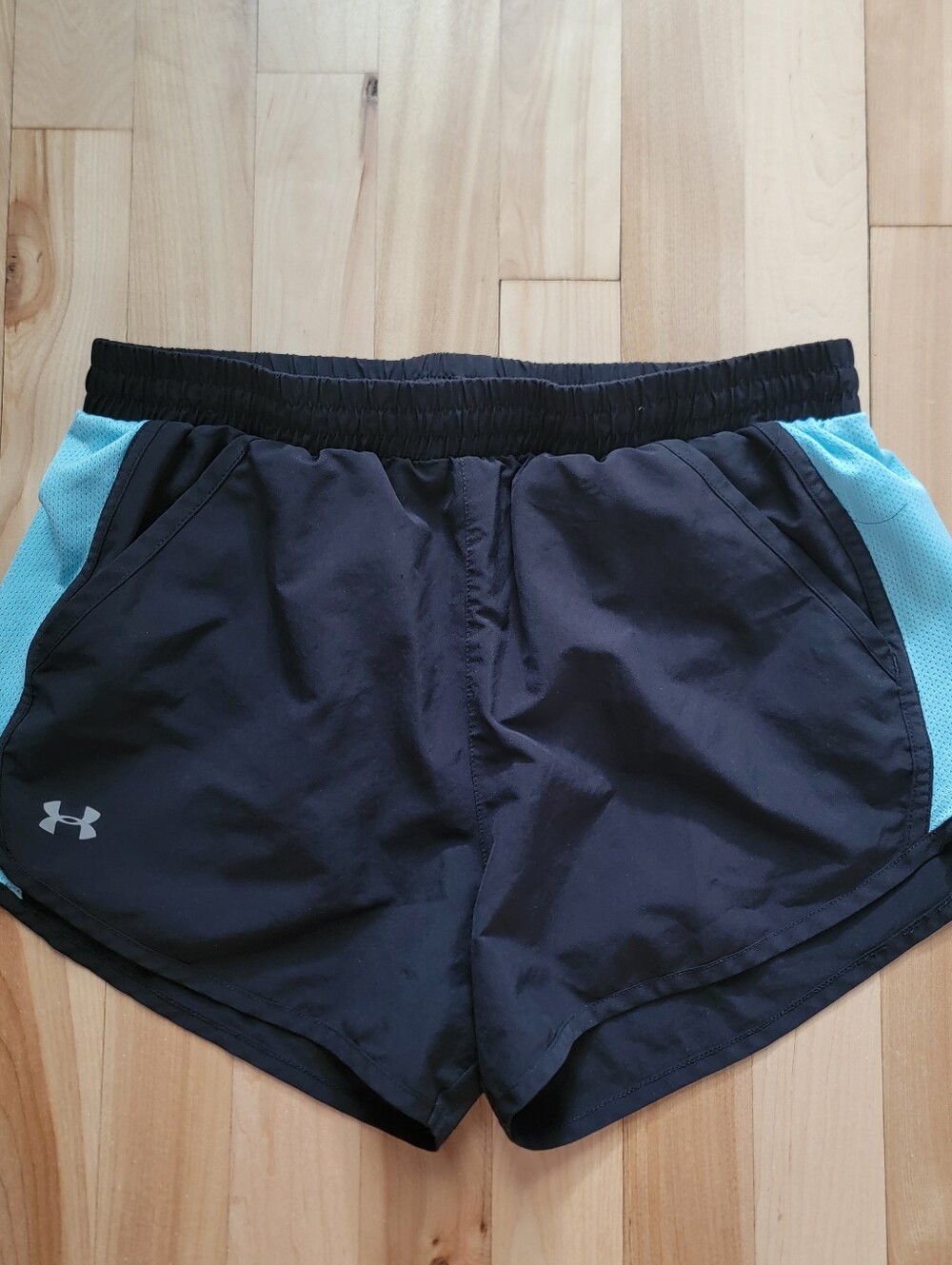 Under Armour Black Athletic Shorts with Aqua Trim